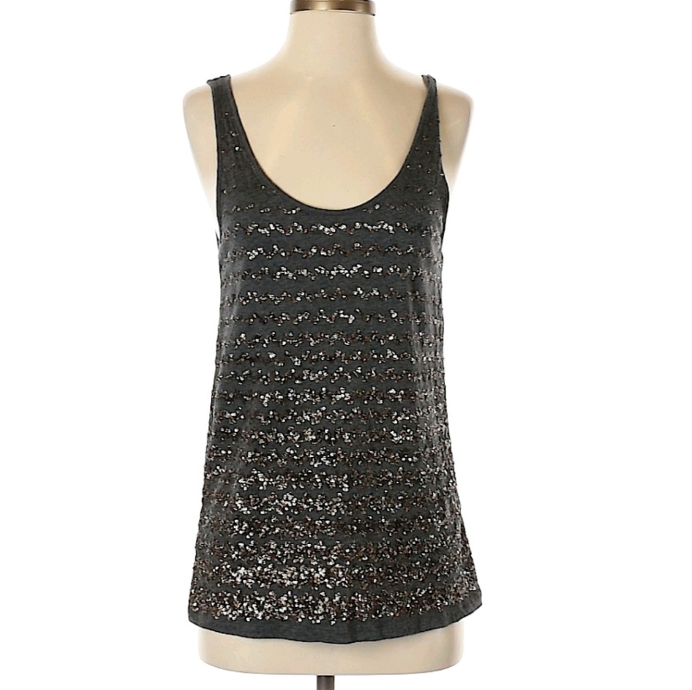 ANN TAYLOR LOFT Classic black knit sequin top
